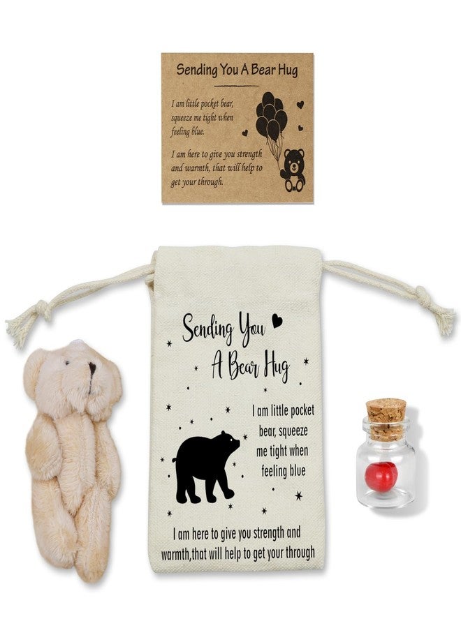 wavvter A Little Pocket Bear Hug,Sending You a Bear Hug with Pocket Hug Token Card Bear Plush Doll Heart Bottle Distance Gifts for Women Men (Pocket Bear), Small, HYHDC00 - Image 1